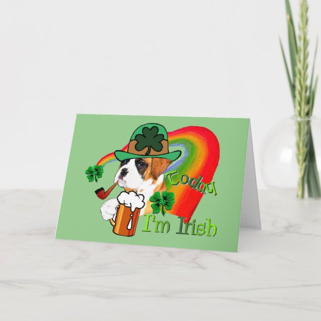 Boxer Dog St Patrick's Day Card (Front)