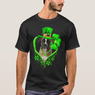 Boxer Dog St Patricks Day Irish Shamrock T-Shirt