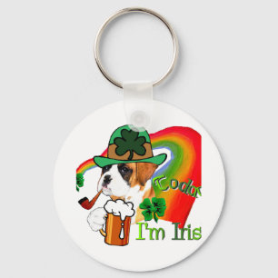 Boxer Dog St Patrick's Day Key Ring
