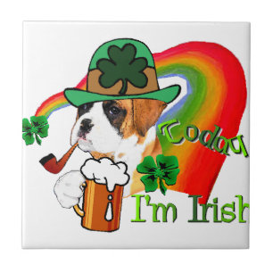 Boxer Dog St Patrick's Day Tile