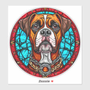 Boxer Dog Stained Glass