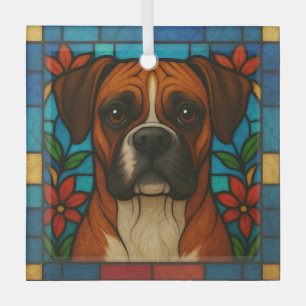 Boxer Dog "Stained Glass"  Glass Tree Decoration