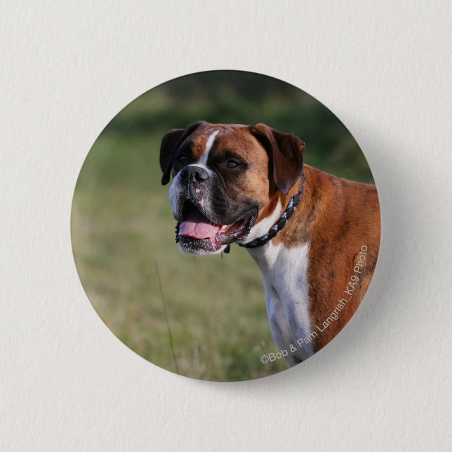 Boxer Dog Standing 6 Cm Round Badge (Front)