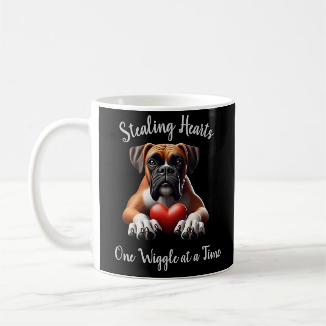Boxer Dog Stealing Hearts One Wiggle at a Time Coffee Mug (Left)