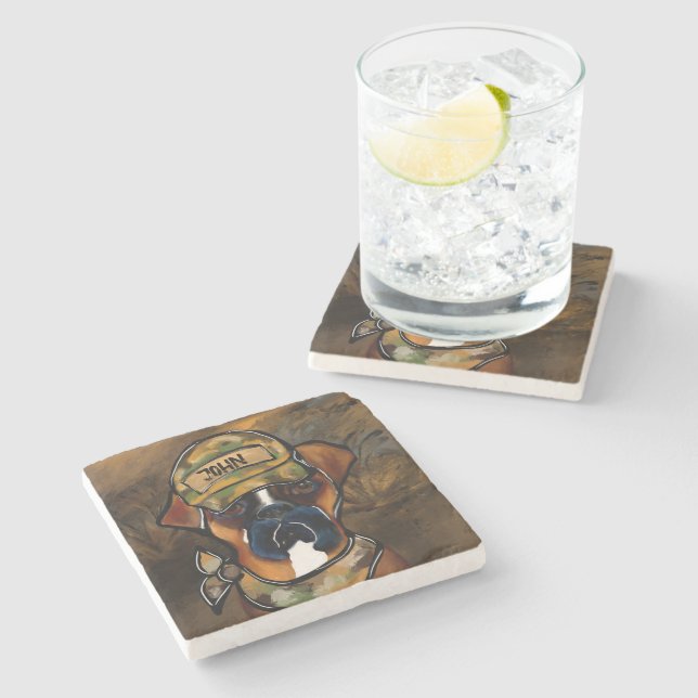 Boxer Dog Stone Coaster (Side)
