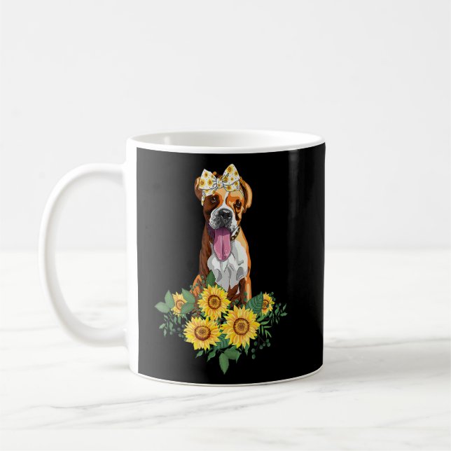 Boxer Dog Sunflower  Boxer  Dog Mum Dad  Coffee Mug (Left)
