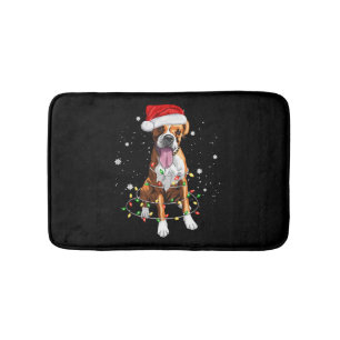 Boxer Dog Tree Christmas Lights Xmas Pajama Bath Mat