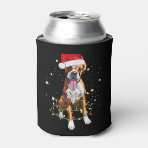 Boxer Dog Tree Christmas Lights Xmas Pajama Can Cooler