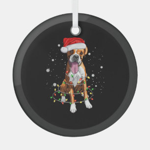 Boxer Dog Tree Christmas Lights Xmas Pajama Glass Tree Decoration
