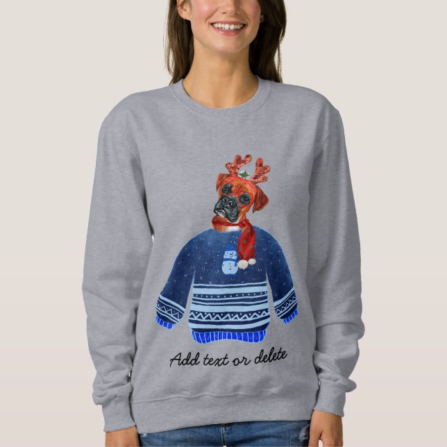 Boxer Dog Ugly Christmas Dog Mum Sweatshirt (Front)