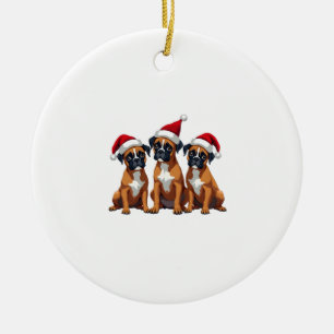 Boxer Dog Ugly Sweater Christmas Light Xmas Pajama Ceramic Tree Decoration