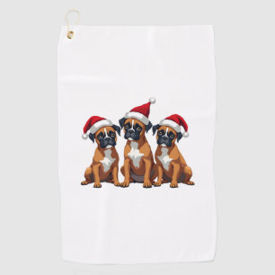 Boxer Dog Ugly Sweater Christmas Light Xmas Pajama Golf Towel