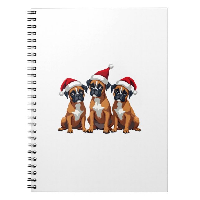 Boxer Dog Ugly Sweater Christmas Light Xmas Pajama Notebook (Front)