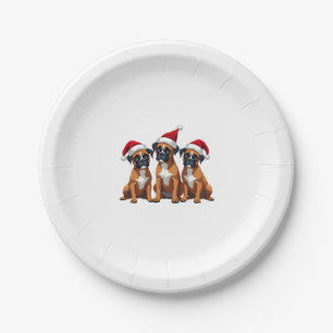 Boxer Dog Ugly Sweater Christmas Light Xmas Pajama Paper Plate