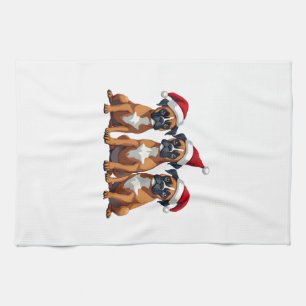 Boxer Dog Ugly Sweater Christmas Light Xmas Pajama Tea Towel