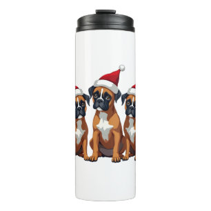 Boxer Dog Ugly Sweater Christmas Light Xmas Pajama Thermal Tumbler