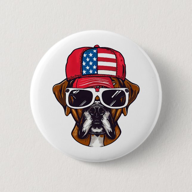 Boxer Dog USA 6 Cm Round Badge (Front)