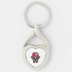 Boxer Dog USA Key Ring