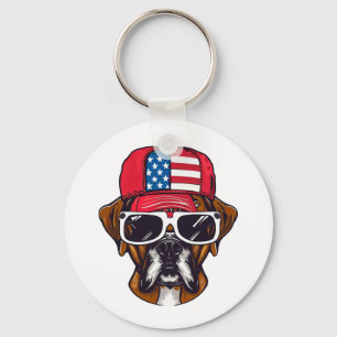 Boxer Dog USA Key Ring