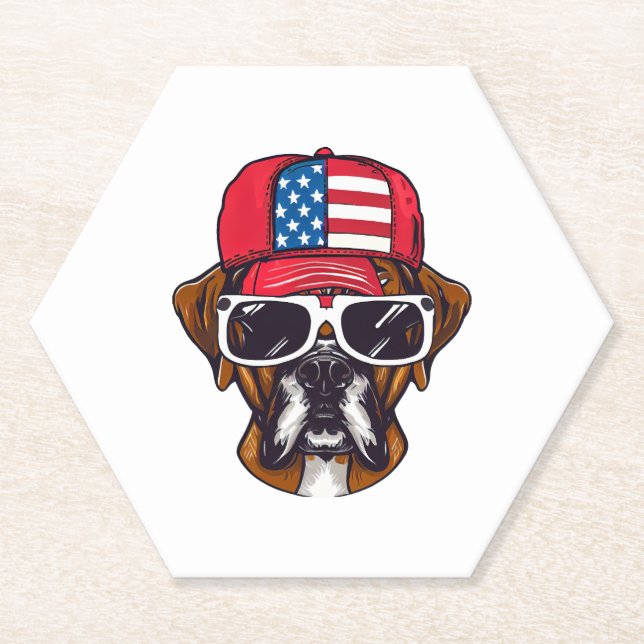 Boxer Dog USA Paper Coaster (Front)