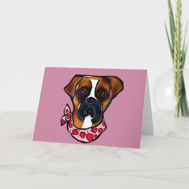 Boxer Dog Valentine Holiday Card (Front)