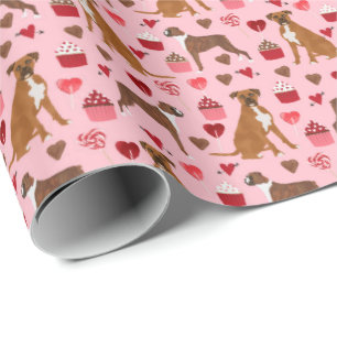 Boxer Dog Valentines Gift Wrap