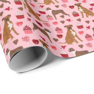 Boxer Dog Valentines Gift Wrap