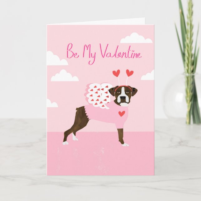 Boxer Dog Valentines Love Card (Front)