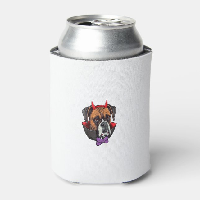 Boxer Dog Vampire Halloween Costume Can Cooler (Can Front)