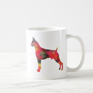 Boxer Dog Watercolor Geometric Pattern Silhouette Coffee Mug