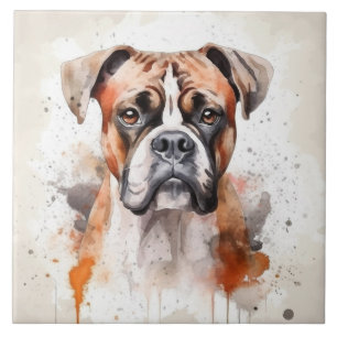 Boxer Dog Watercolor Pet Tile