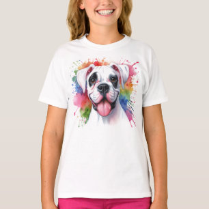 Boxer Dog Watercolor Splashes T-Shirt