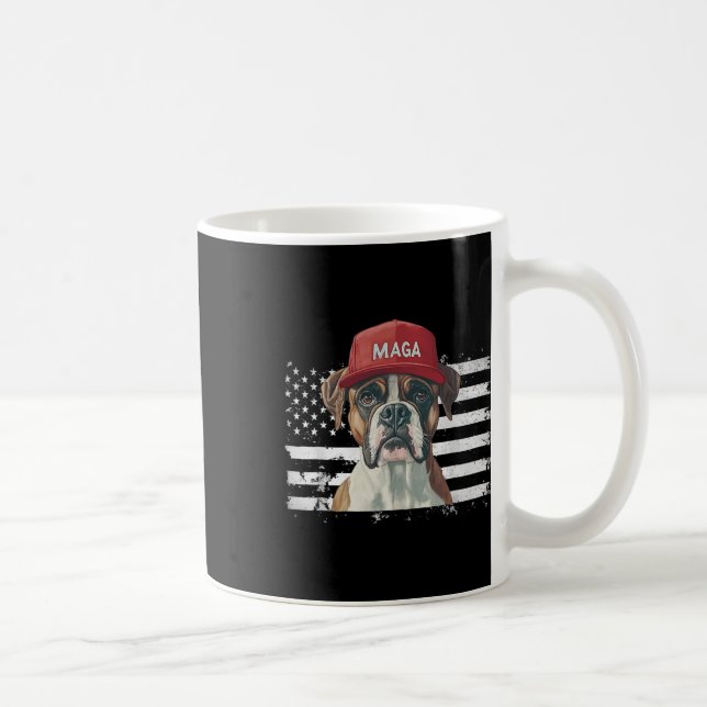 Boxer Dog Wearing Mega Hat American Flag Dogs For  Coffee Mug (Right)