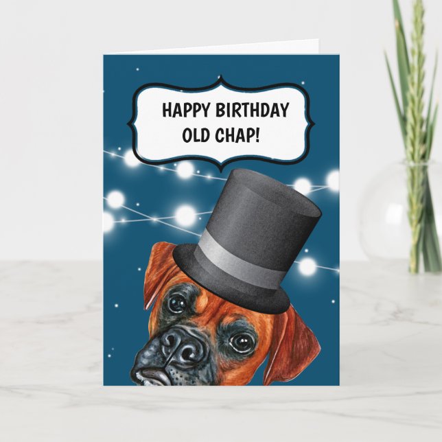 Boxer dog wearing top hat British old chap humour Card (Front)