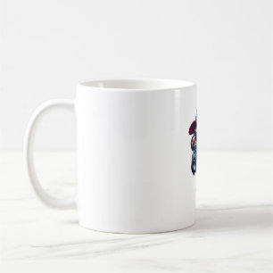 Boxer Dog Wearing White Red Blue Coffee Mug