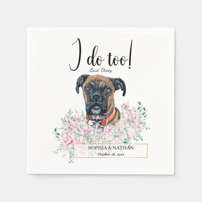 Boxer Dog Wedding Cocktail Napkins (Front)