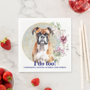 Boxer Dog Wedding Napkins With Dogs Photo