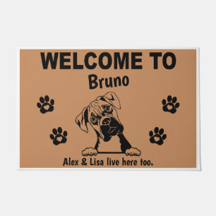 Boxer Dog Welcome Home Funny Personalized Custom Doormat