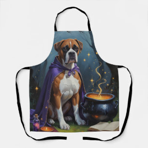 Boxer Dog Whimsical Halloween Painting  Apron