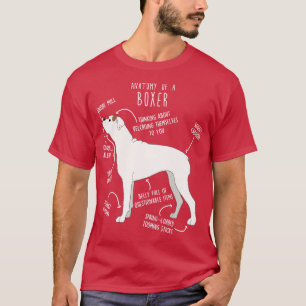 Boxer Dog White Check Anatomy 1 T-Shirt