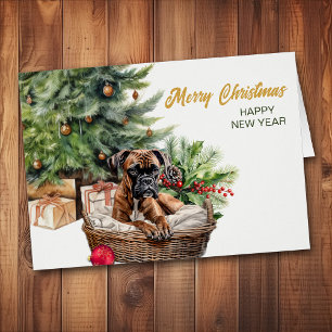Boxer Dog Wicker Basket Christmas Tree