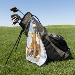 Boxer Dog Winter Wonderland Christmas Joy Golf Towel