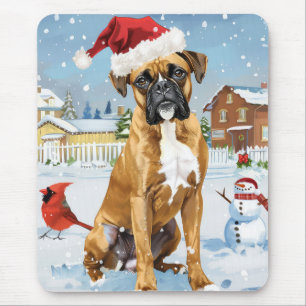 Boxer Dog Winter Wonderland Christmas Joy Mouse Mat
