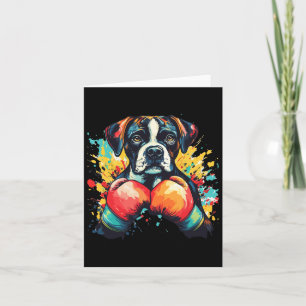 Boxer Dog With Boxing Gloves Colour Splash 1 Card