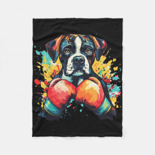 Boxer Dog With Boxing Gloves Colour Splash 1  Fleece Blanket