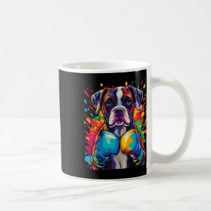 Boxer Dog With Boxing Gloves Colour Splash Coffee Mug