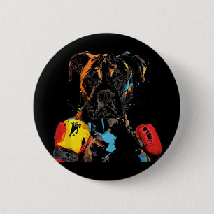 Boxer Dog With Boxing Gloves Men Women Kids 6 Cm Round Badge