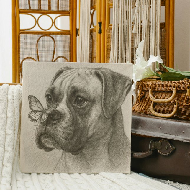 Boxer Dog with Butterfly Gentle Encounter Canvas Print (Creator Uploaded)