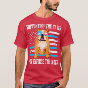 Boxer Dog With Cool US Flag Glasses Supporting The T-Shirt