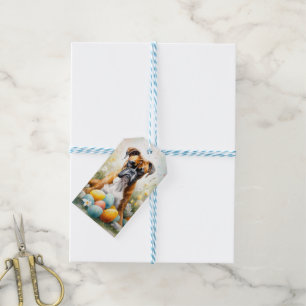 Boxer Dog with Easter Eggs Holiday Gift Tags